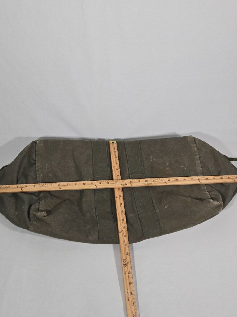 U.S.A. ORIGINAL Vintage 30s 40s Army Military SAGE CANVAS Duffel BAG Sz.33x18x15 - Picture 17 of 17